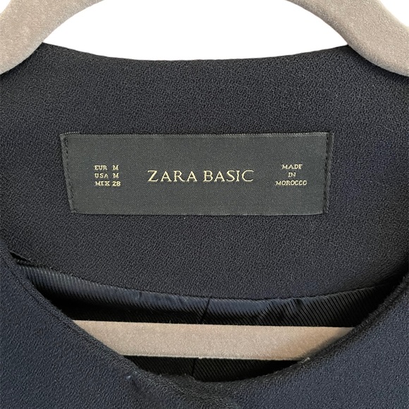 Zara Basic Navy Cropped Button Accent Jacket - Picture 4 of 7
